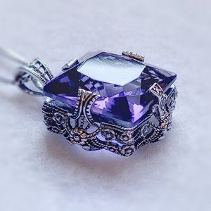 Sterling Silver Purple Amethyst Necklace